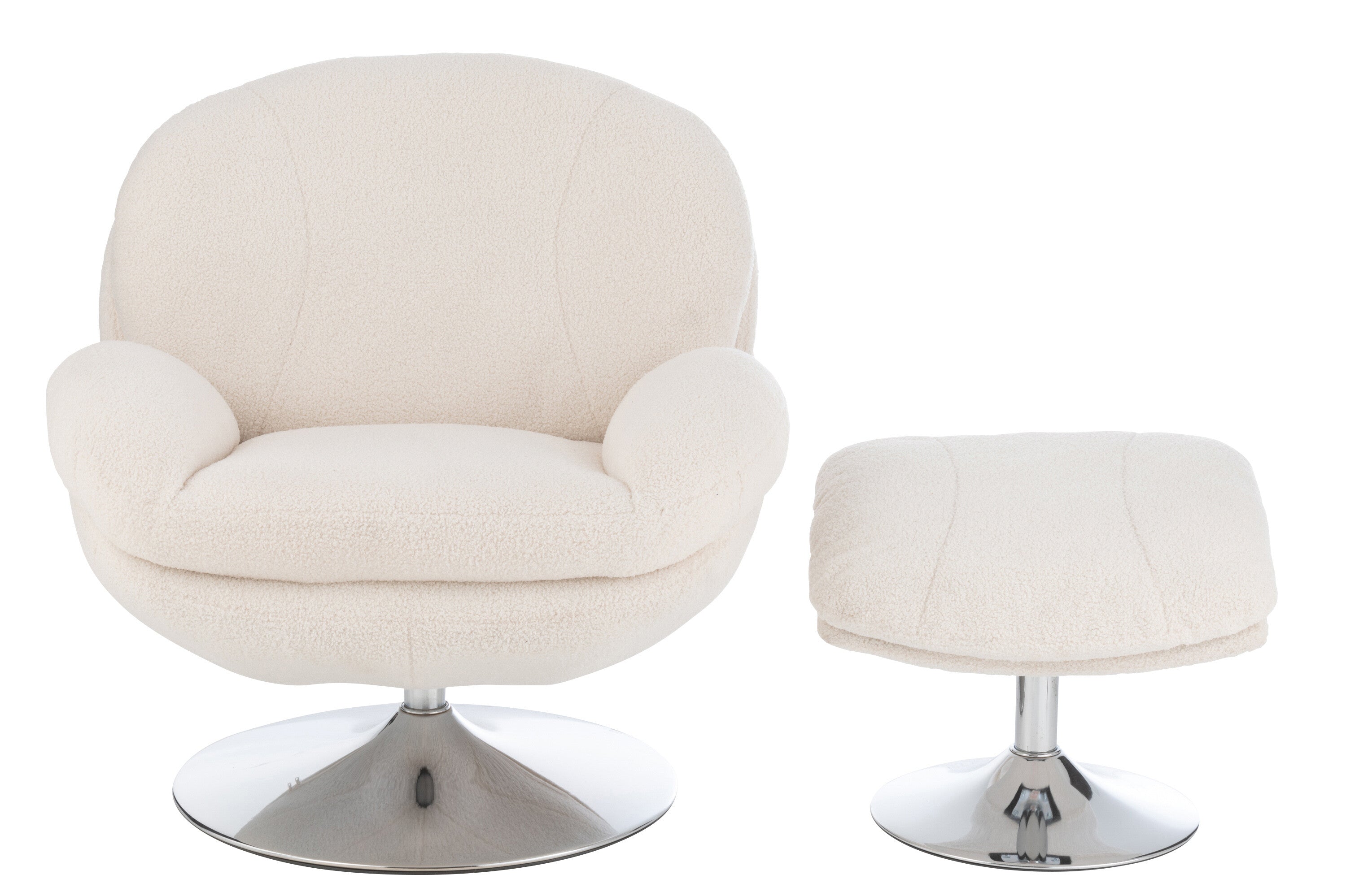 J-Line Relax Zetel+ Voetbank Metaal/Multiplex Creme/Zilver