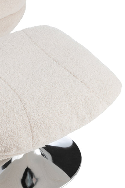 J-Line Relax Zetel+ Voetbank Metaal/Multiplex Creme/Zilver