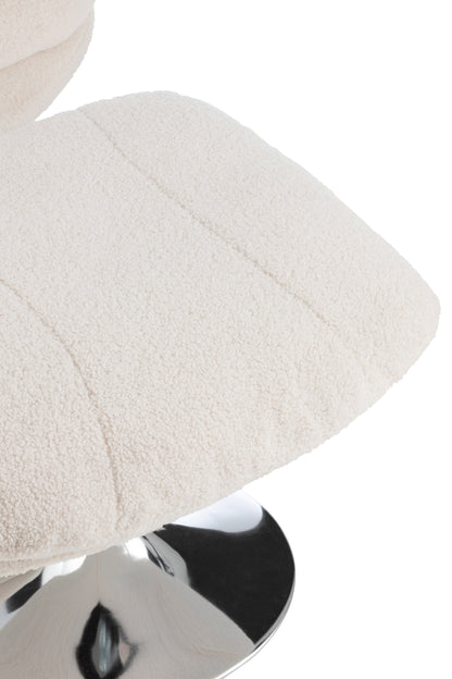 J-Line Relax Zetel+ Voetbank Metaal/Multiplex Creme/Zilver