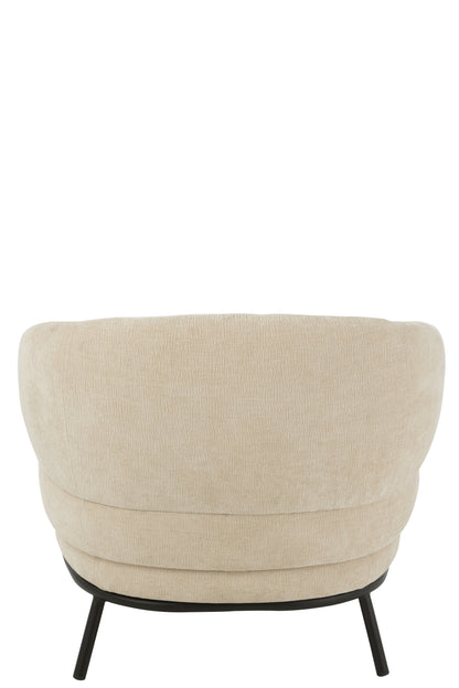 J-Line Loungestoel Mars Populierenhout/Schuim Beige