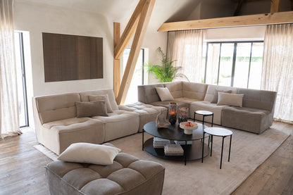 J-Line Stoel Grid Populierenhout/Schuim Donker Beige