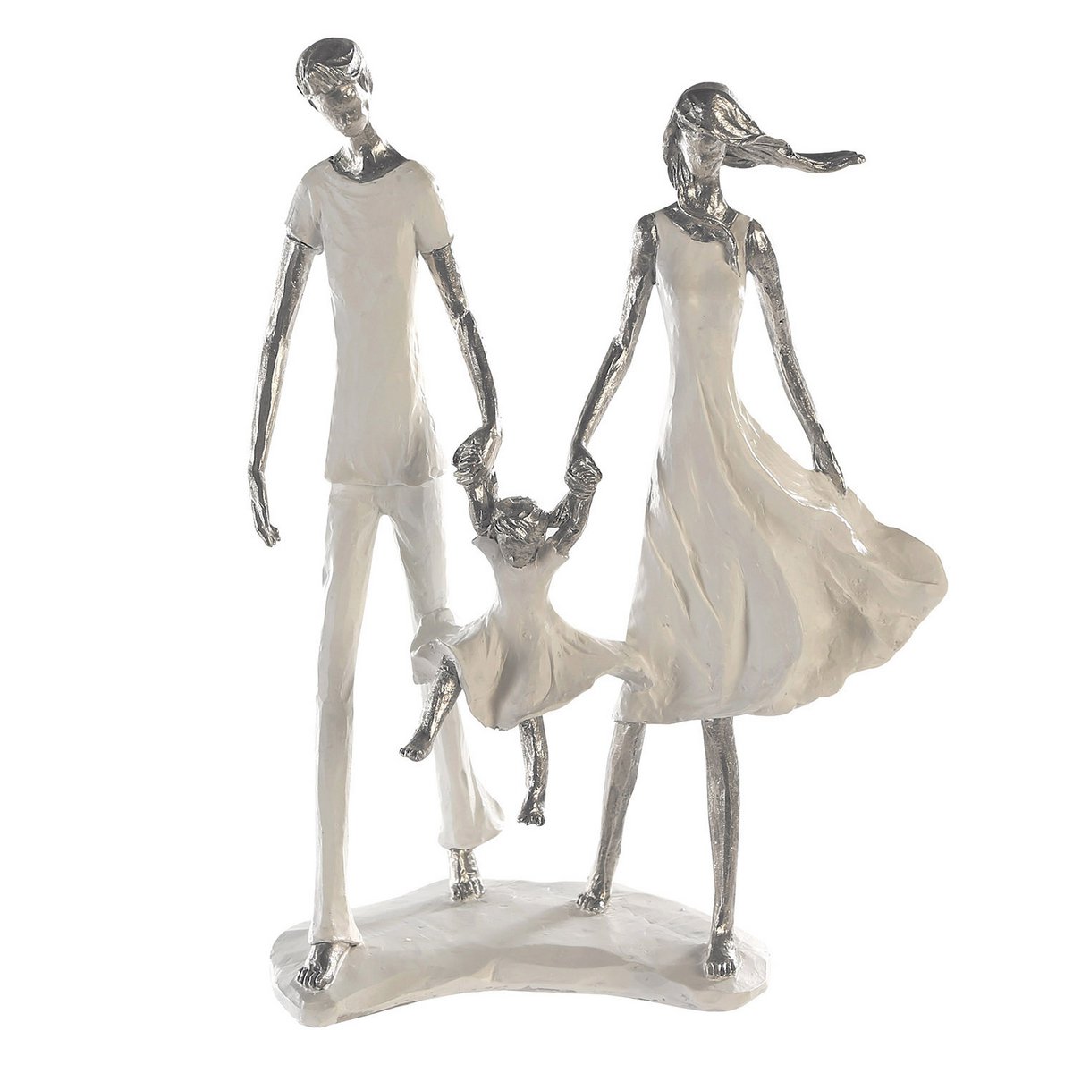 Polysculptuur &quot;Familie&quot; wit/zilver