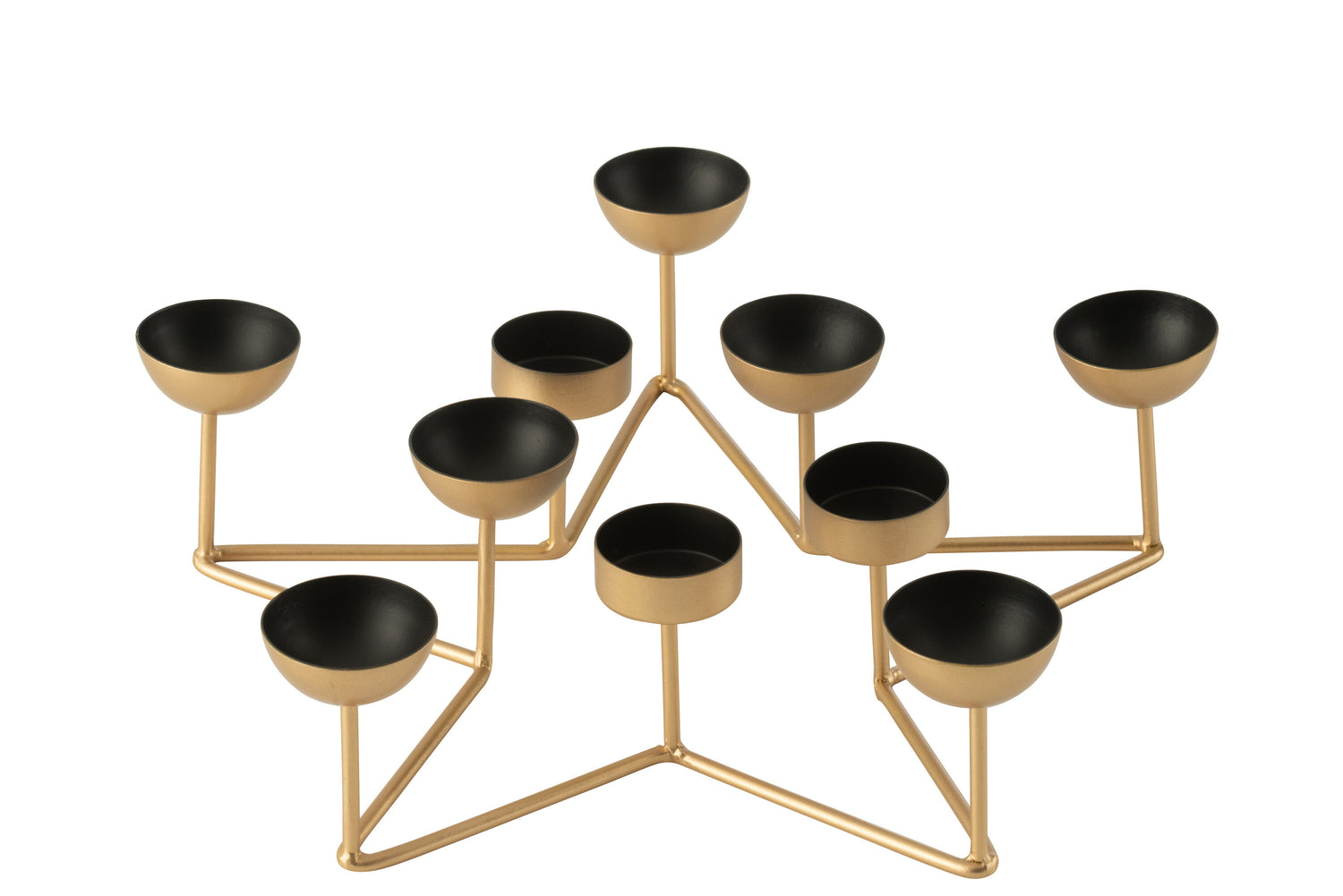 Theelichthouder Ster Metaal Zwart/Goud