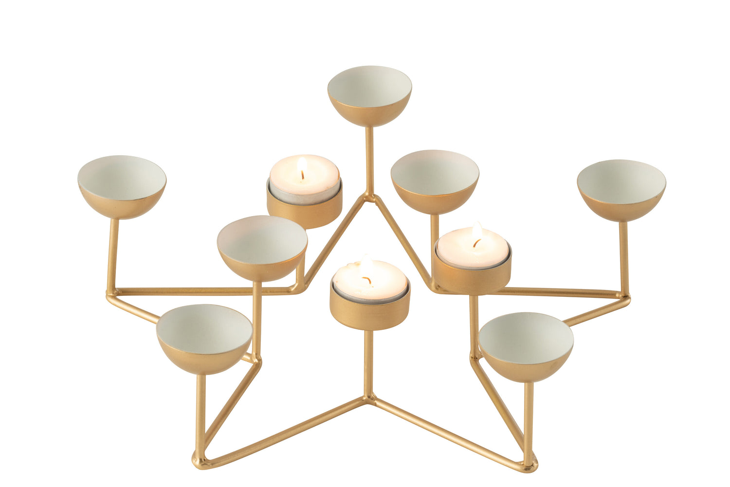 Theelichthouder Ster Metaal Wit/Goud
