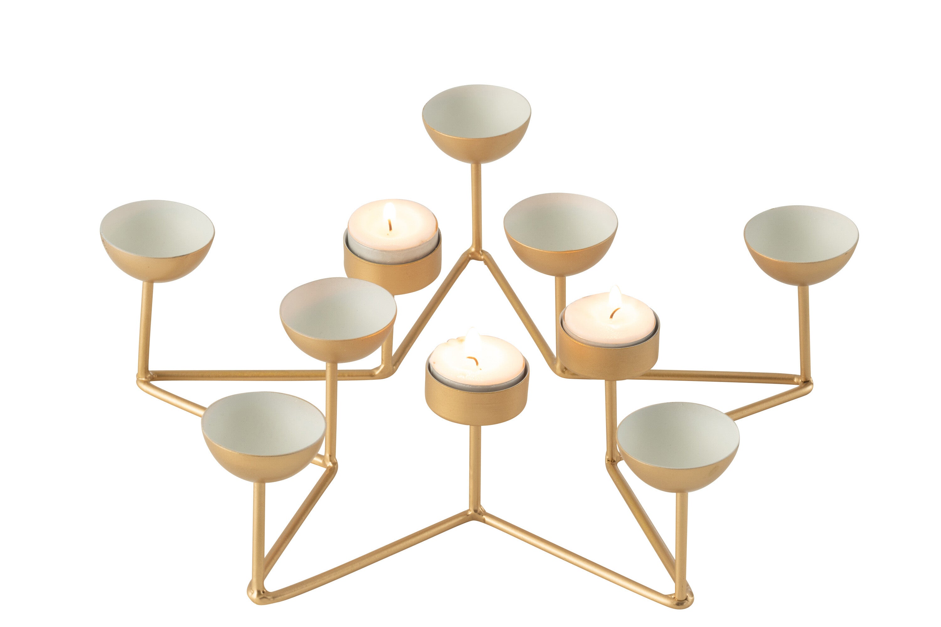 Theelichthouder Ster Metaal Wit/Goud