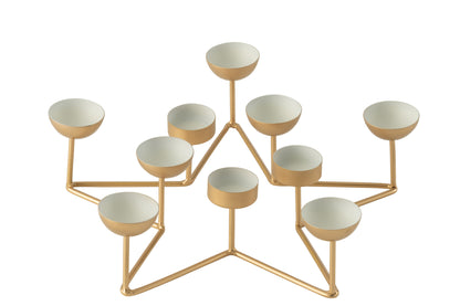 Theelichthouder Ster Metaal Wit/Goud