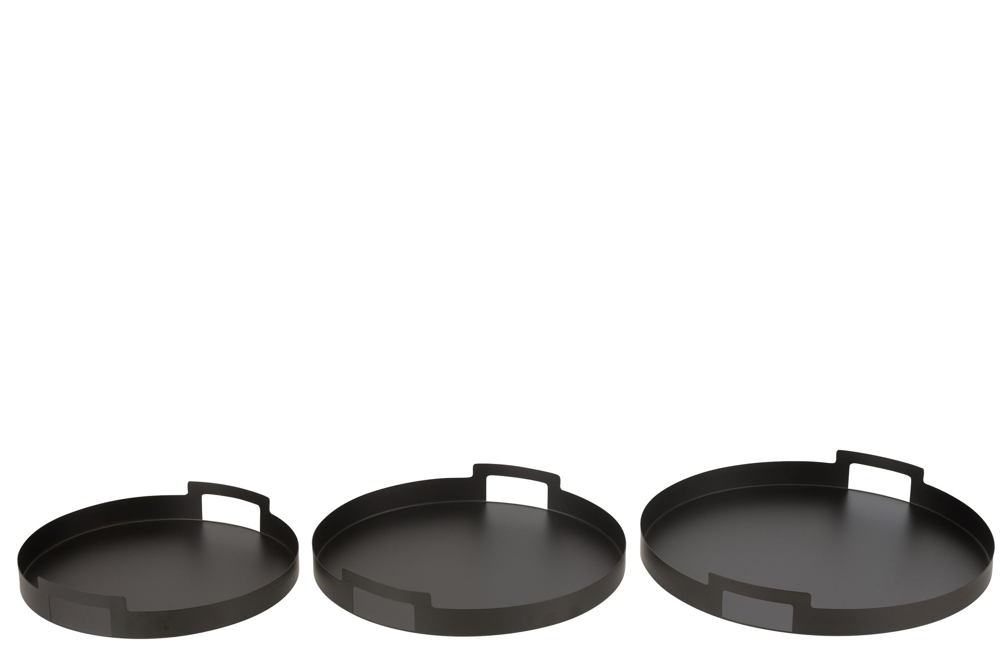Set van 3 dienbladen rond metaal zwart