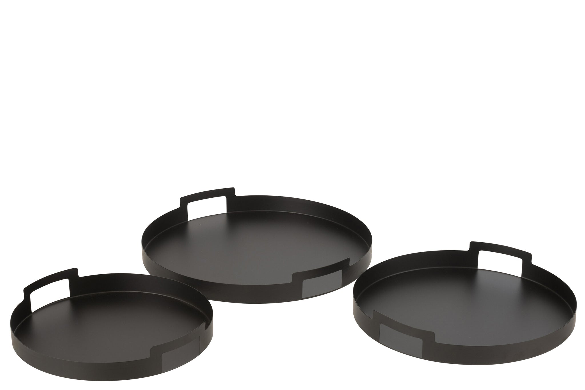 Set van 3 dienbladen rond metaal zwart