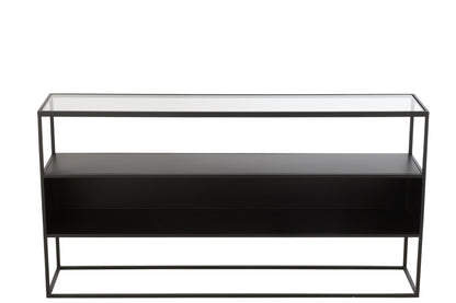 Console Vierkant Metaal/Glas Zwart