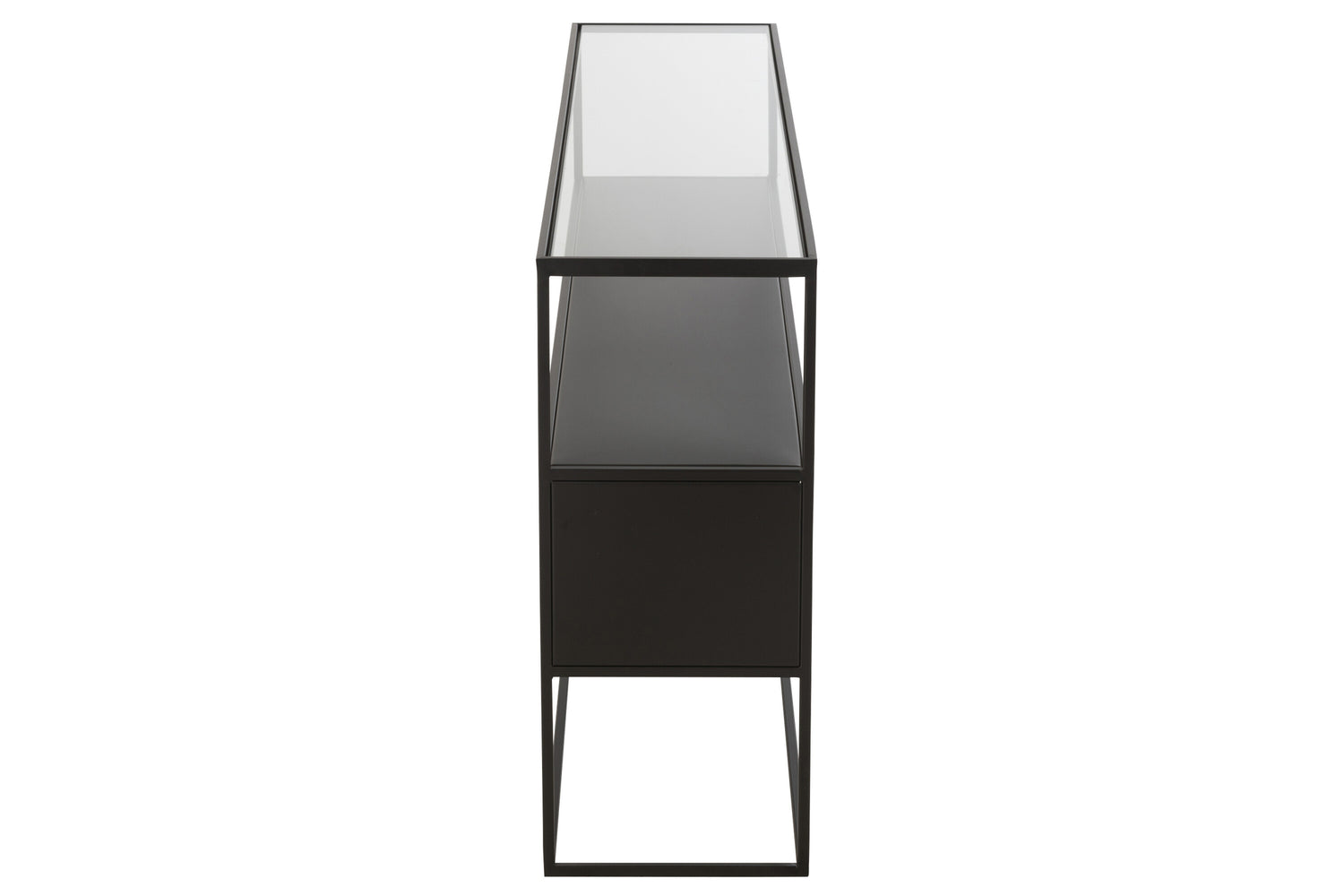 Console Vierkant Metaal/Glas Zwart