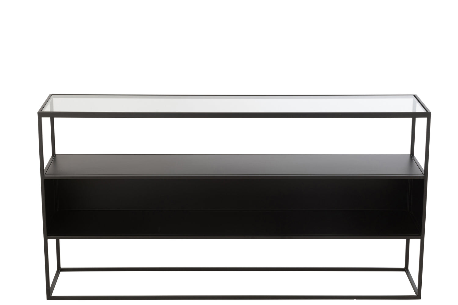 Console Vierkant Metaal/Glas Zwart