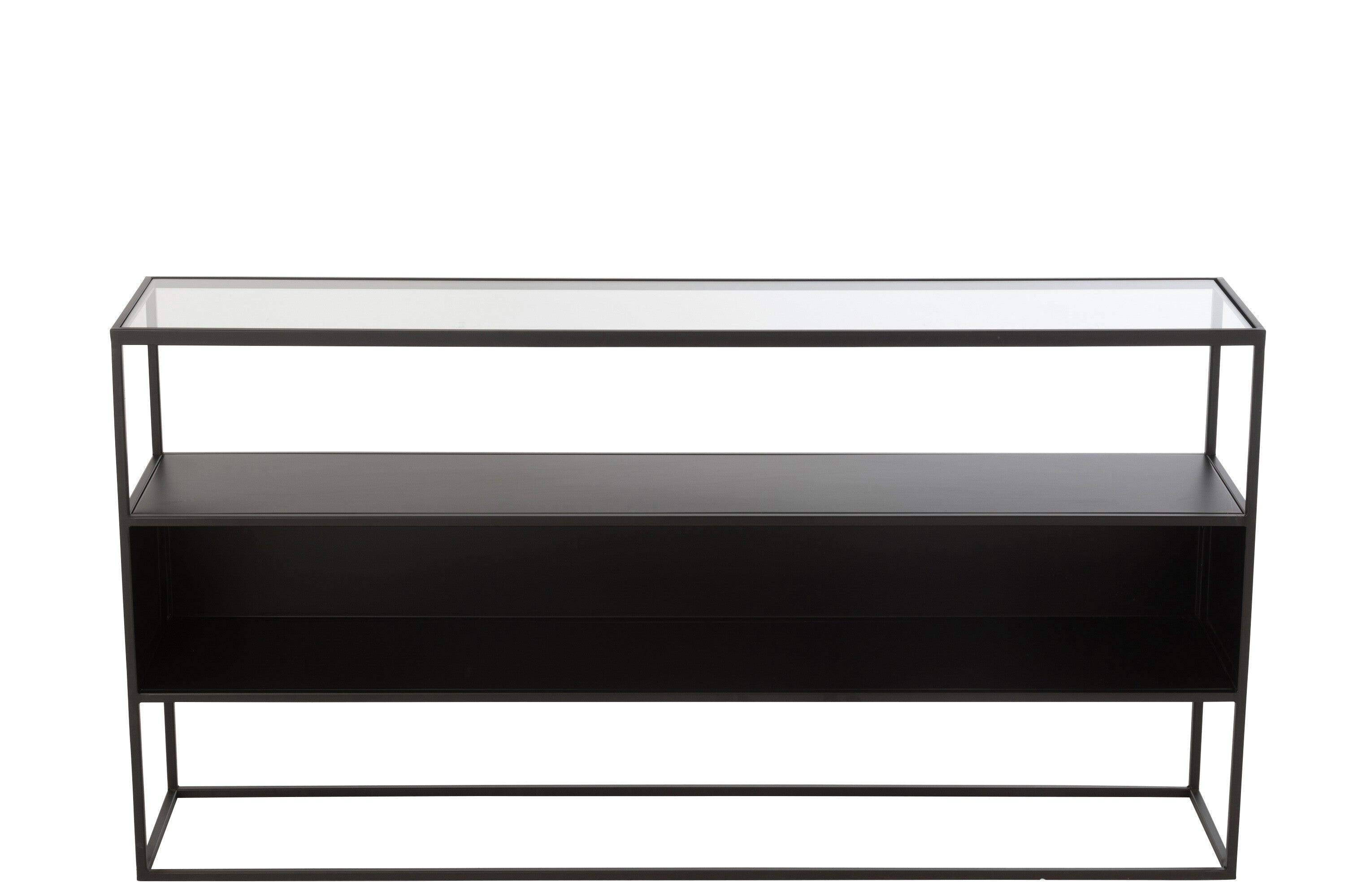 Console Vierkant Metaal/Glas Zwart