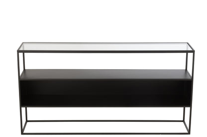 Console Vierkant Metaal/Glas Zwart