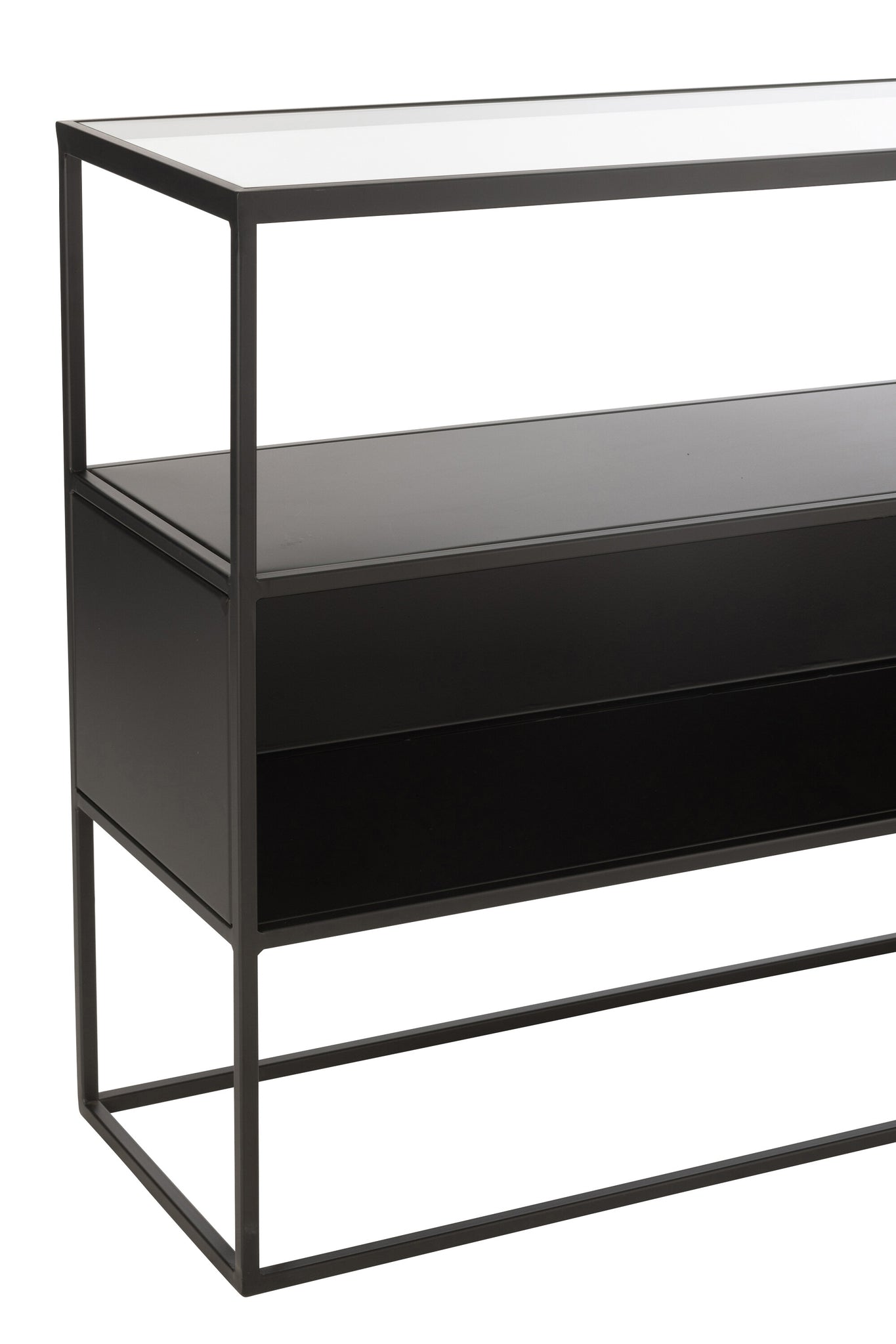 Console Vierkant Metaal/Glas Zwart