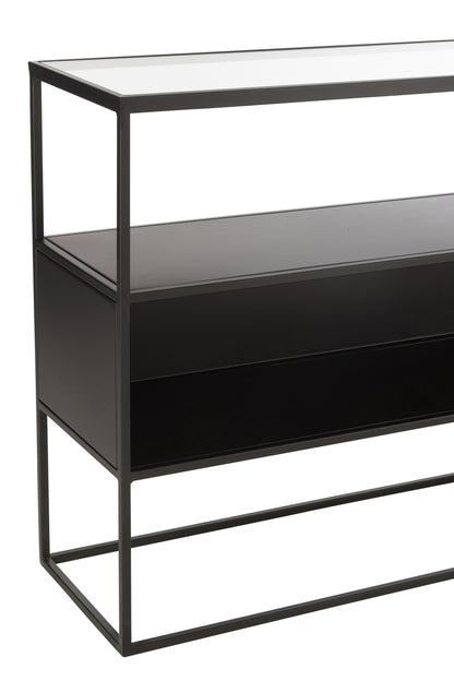 Console Vierkant Metaal/Glas Zwart