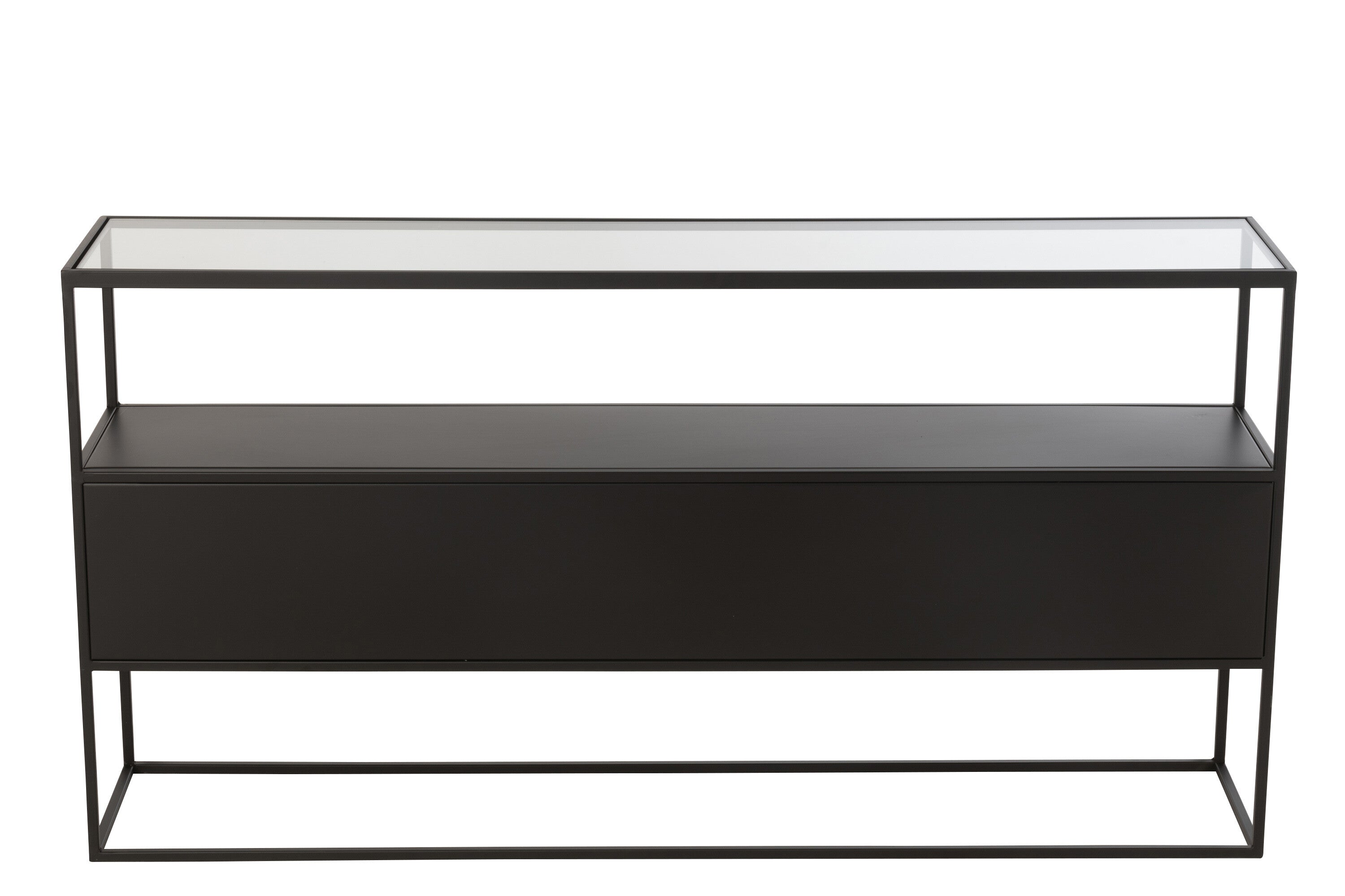 Console Vierkant Metaal/Glas Zwart