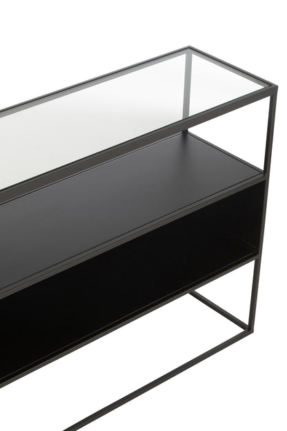 Console Vierkant Metaal/Glas Zwart