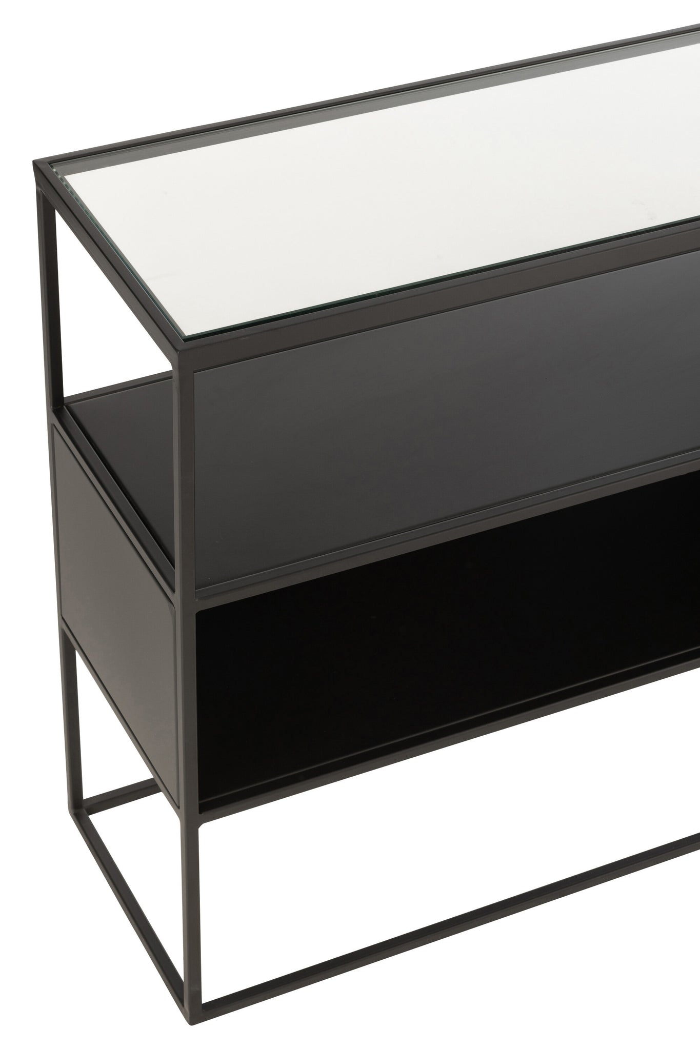 Console Vierkant Metaal/Glas Zwart