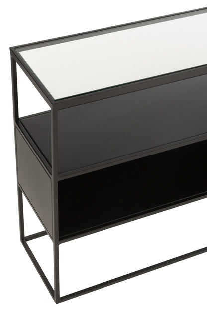 Console Vierkant Metaal/Glas Zwart