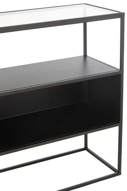 Console Vierkant Metaal/Glas Zwart