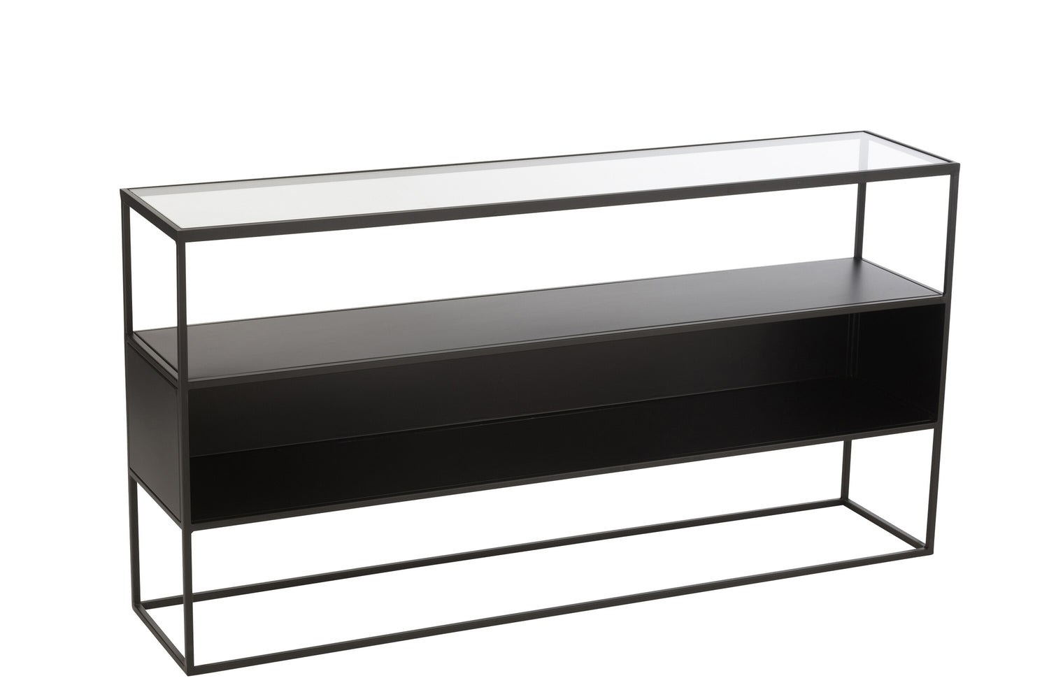 Console Vierkant Metaal/Glas Zwart