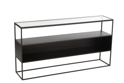 Console Vierkant Metaal/Glas Zwart