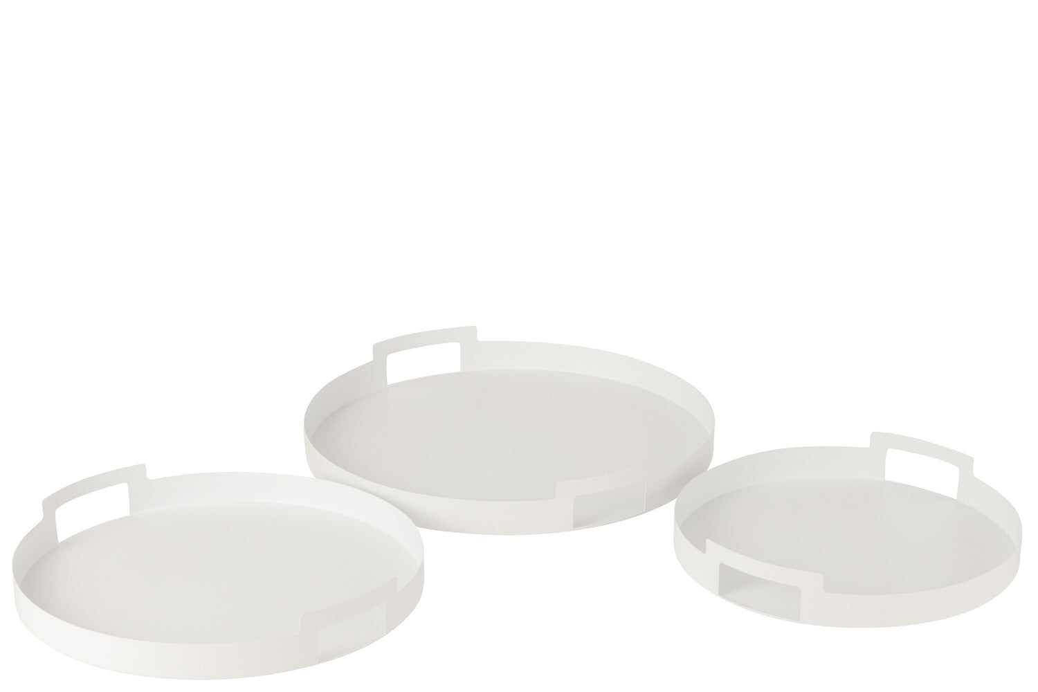 Set van 3 dienbladen rond metaal wit