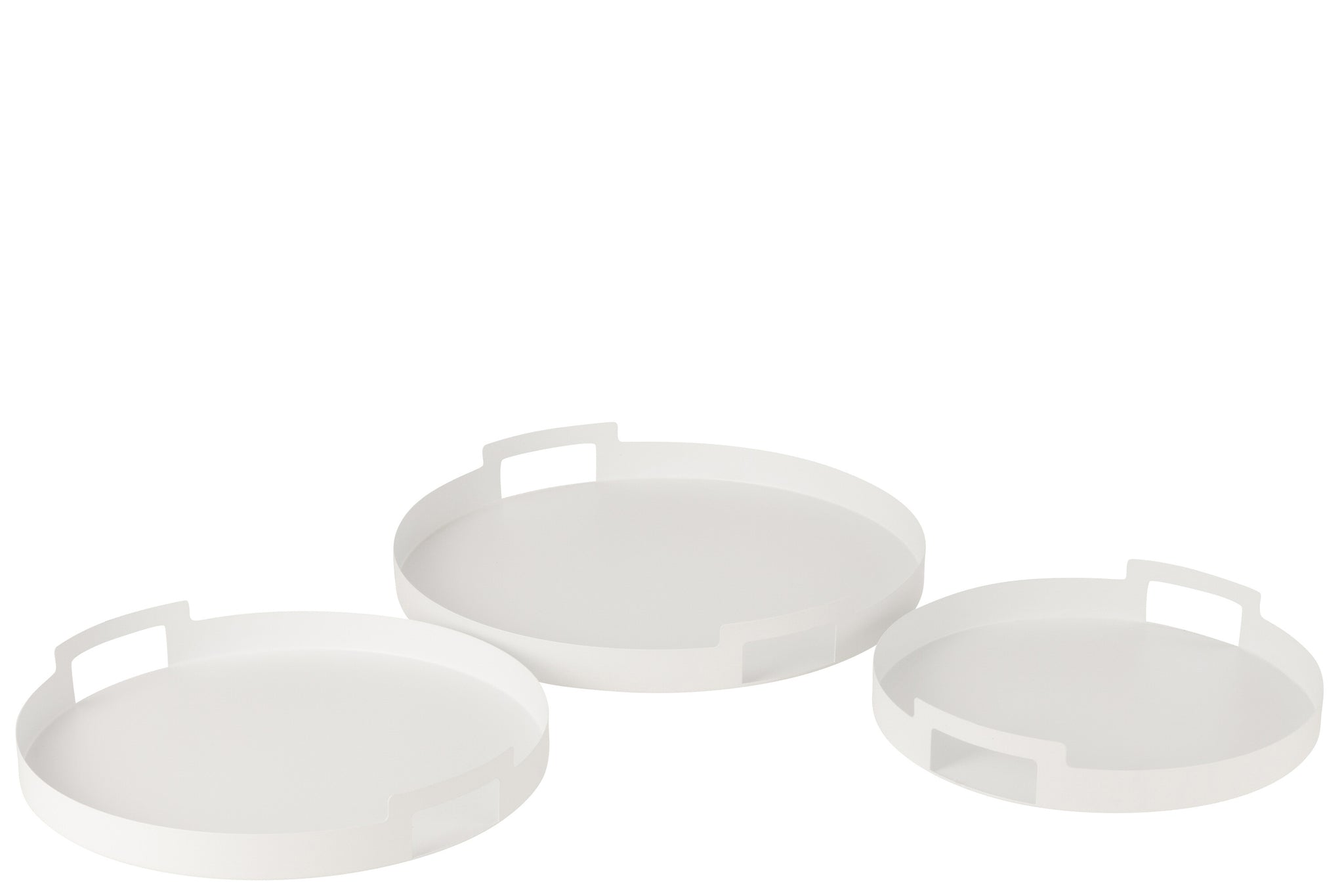 Set van 3 dienbladen rond metaal wit
