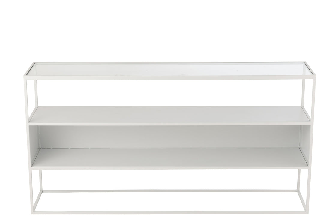 Console Vierkant Metaal/Glas Wit