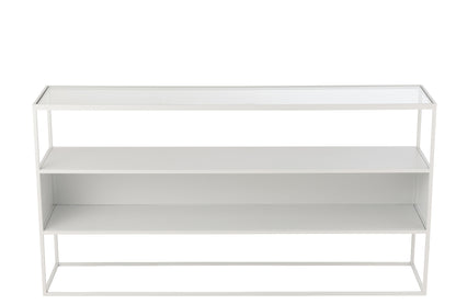 Console Vierkant Metaal/Glas Wit