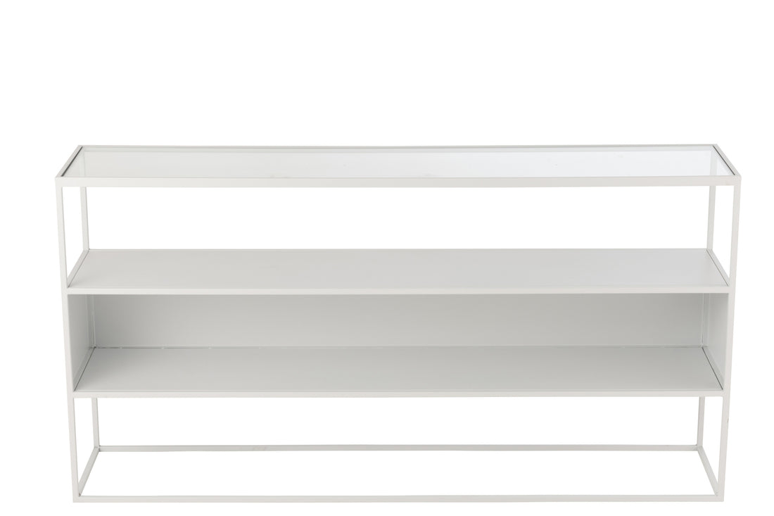 Console Vierkant Metaal/Glas Wit