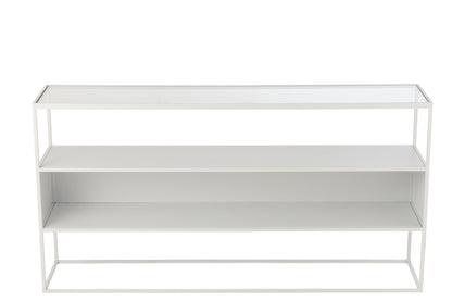Console Vierkant Metaal/Glas Wit