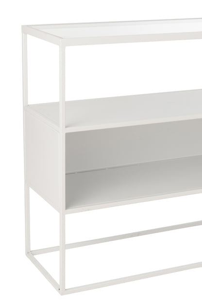 Console Vierkant Metaal/Glas Wit