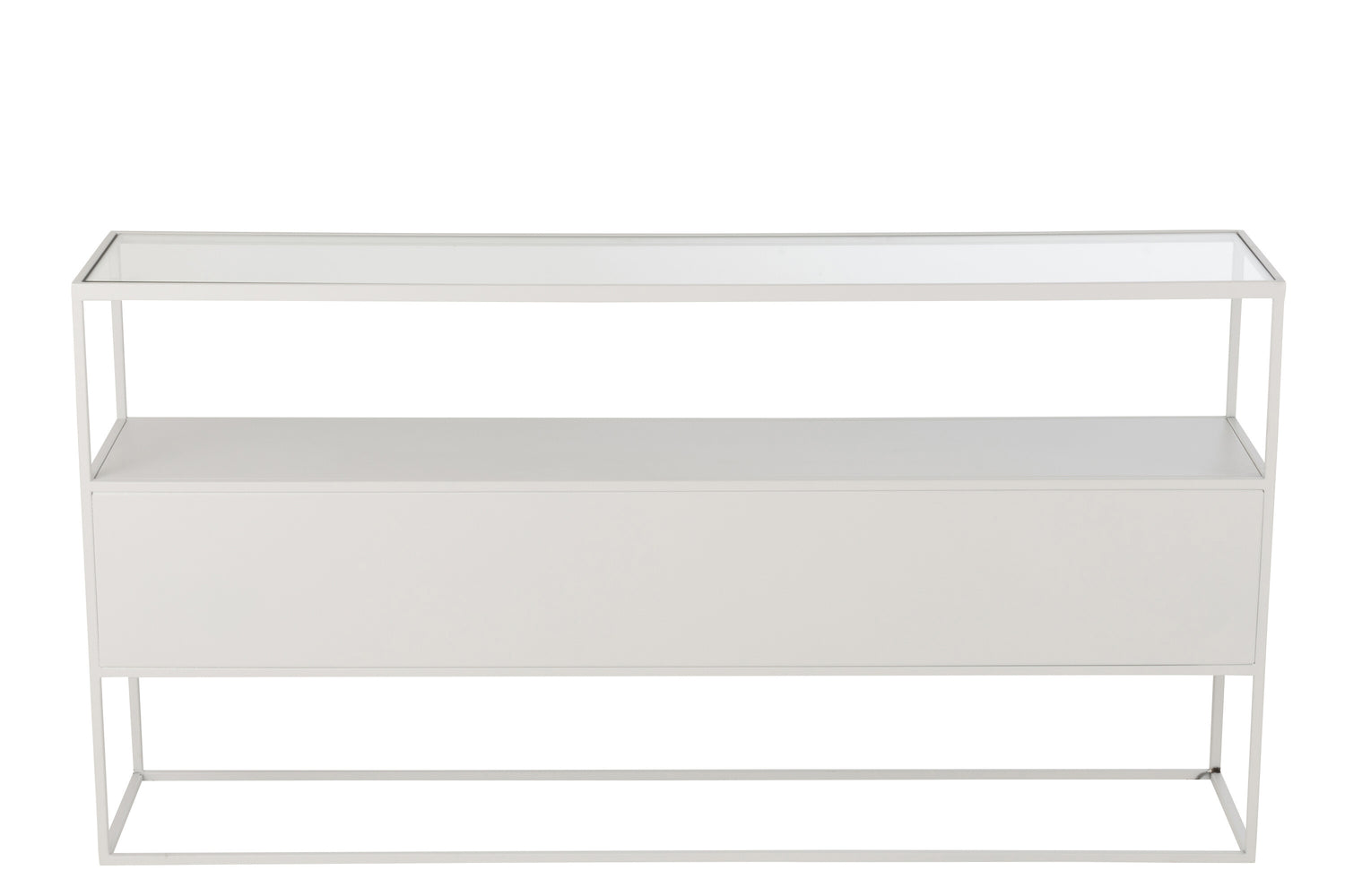 Console Vierkant Metaal/Glas Wit