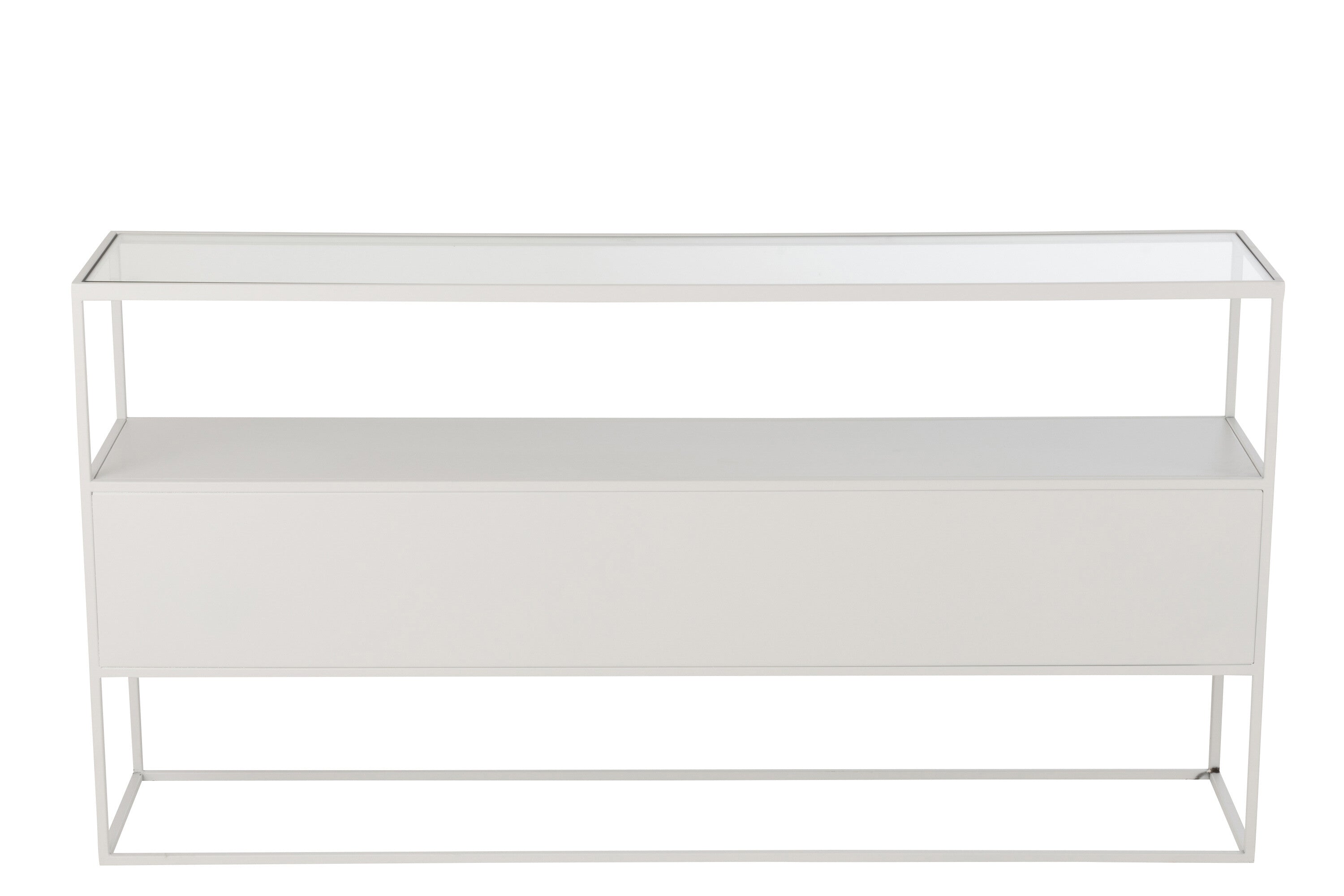 Console Vierkant Metaal/Glas Wit