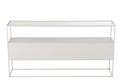 Console Vierkant Metaal/Glas Wit