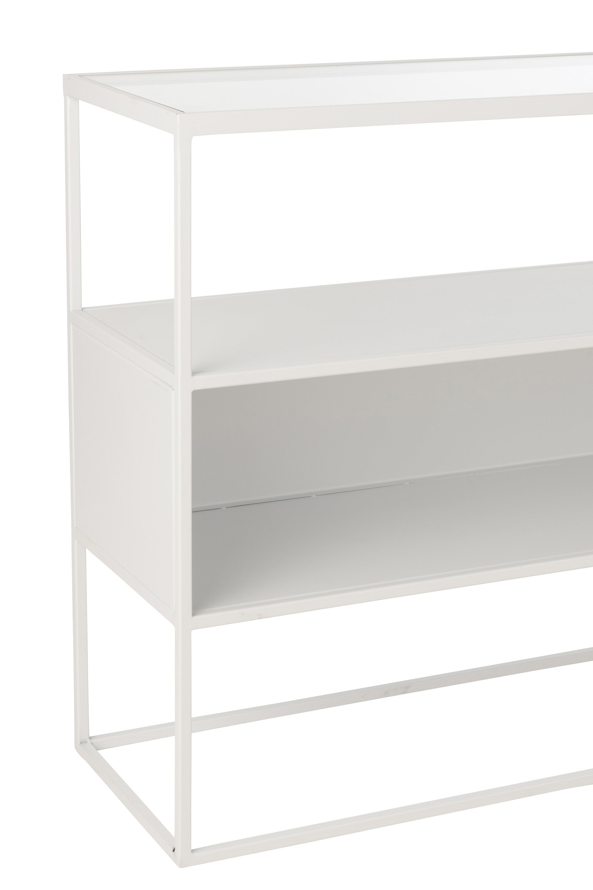 Console Vierkant Metaal/Glas Wit