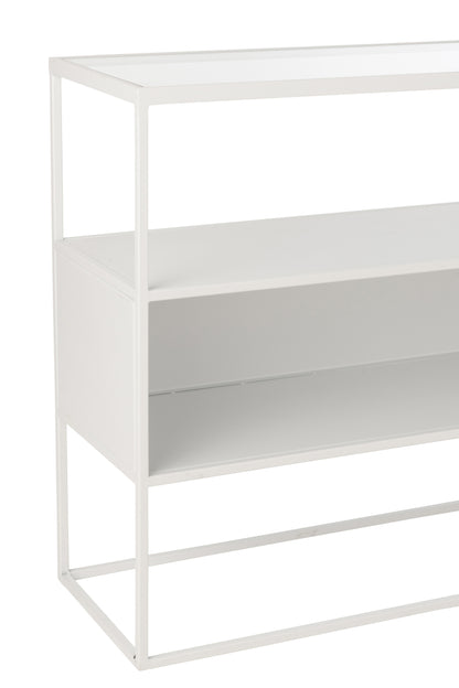 Console Vierkant Metaal/Glas Wit