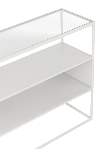 Console Vierkant Metaal/Glas Wit