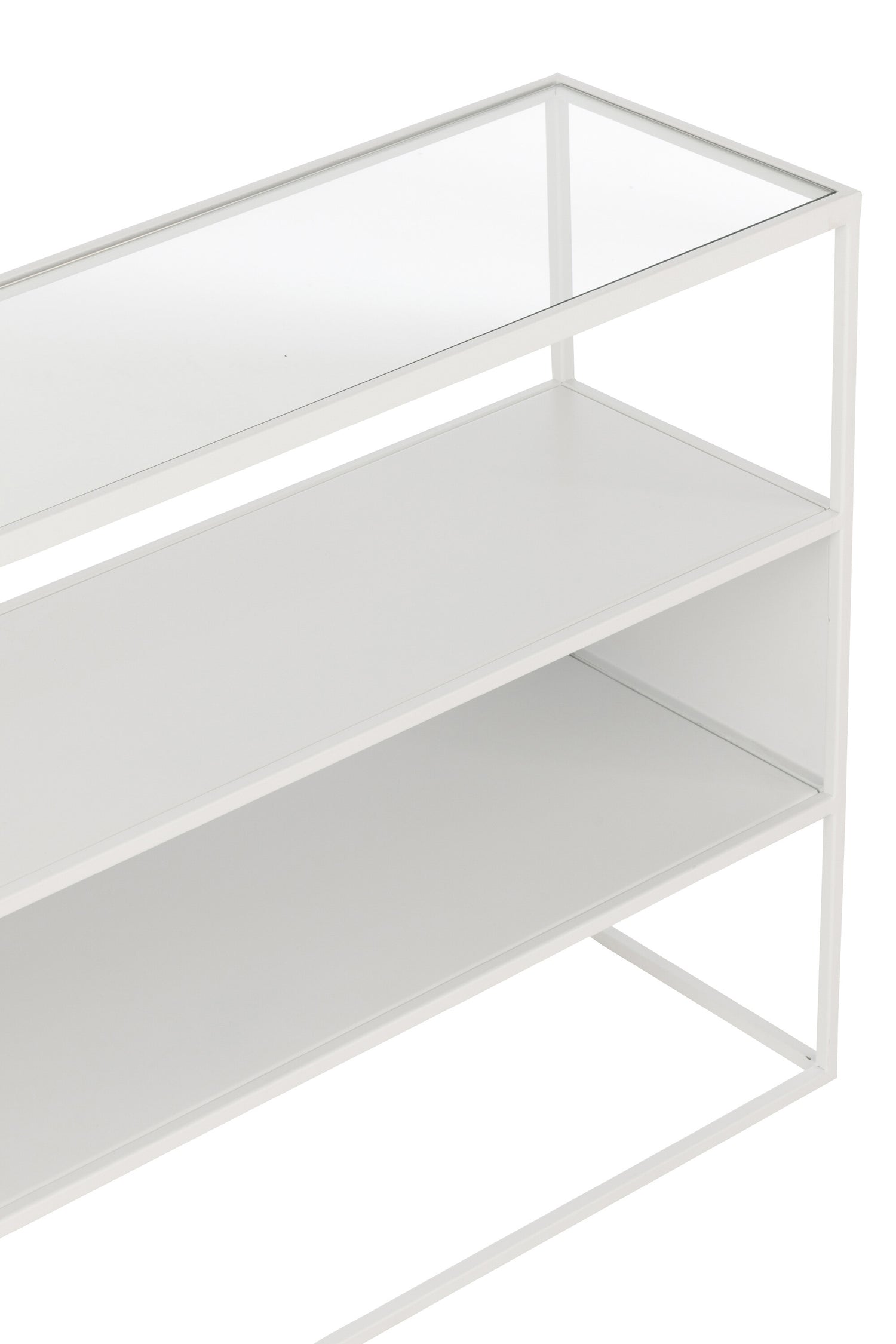 Console Vierkant Metaal/Glas Wit