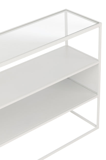 Console Vierkant Metaal/Glas Wit