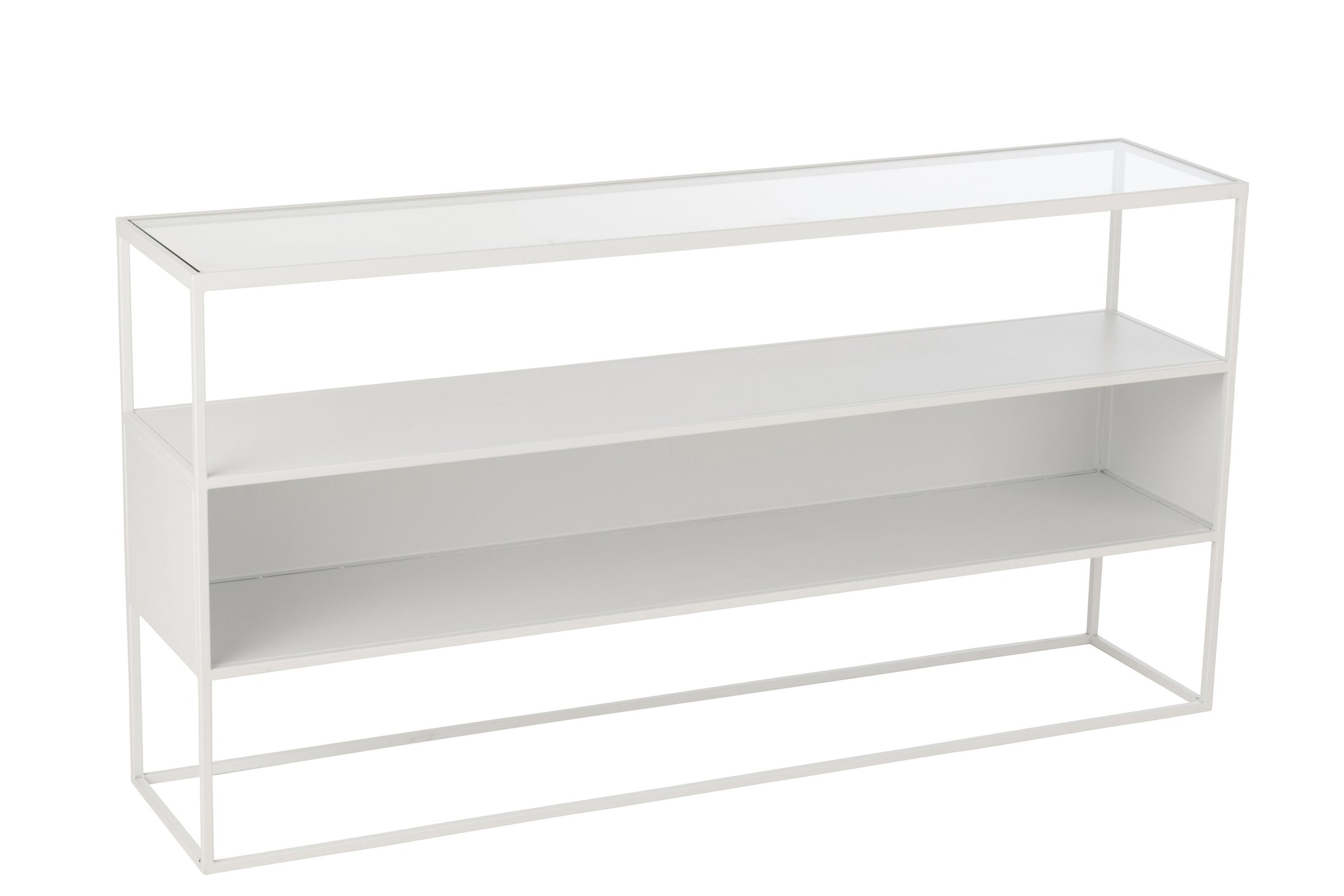 Console Vierkant Metaal/Glas Wit