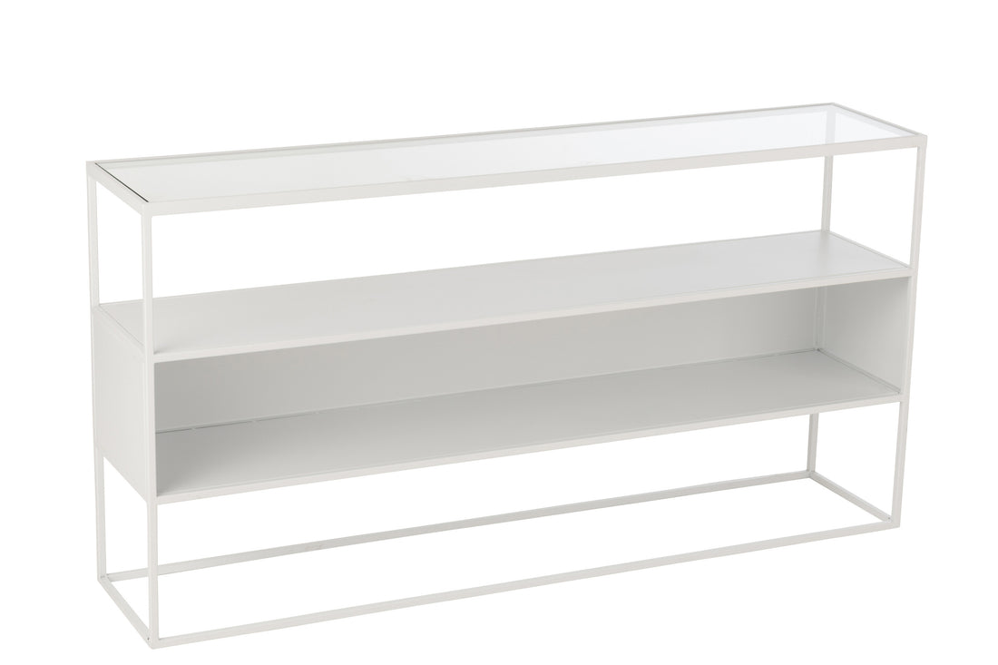 Console Vierkant Metaal/Glas Wit