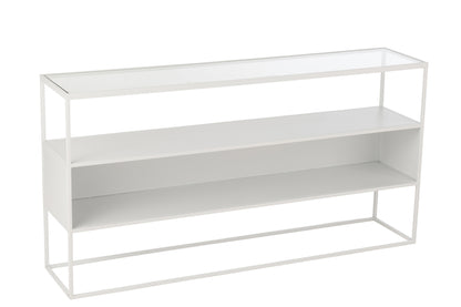 Console Vierkant Metaal/Glas Wit