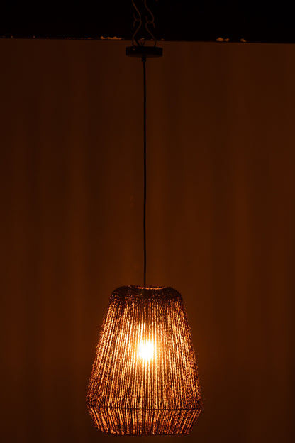 Hanglamp Weefsel Metaal/Palm Zwart Klein