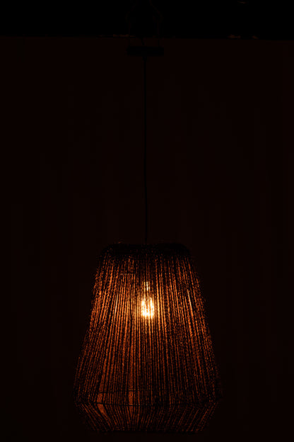 Hanglamp Weefsel Metaal/Palm Zwart Groot