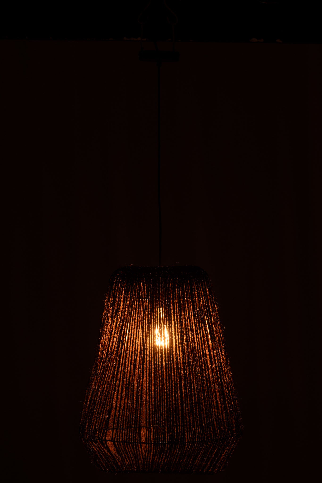 Hanglamp Weefsel Metaal/Palm Zwart Groot