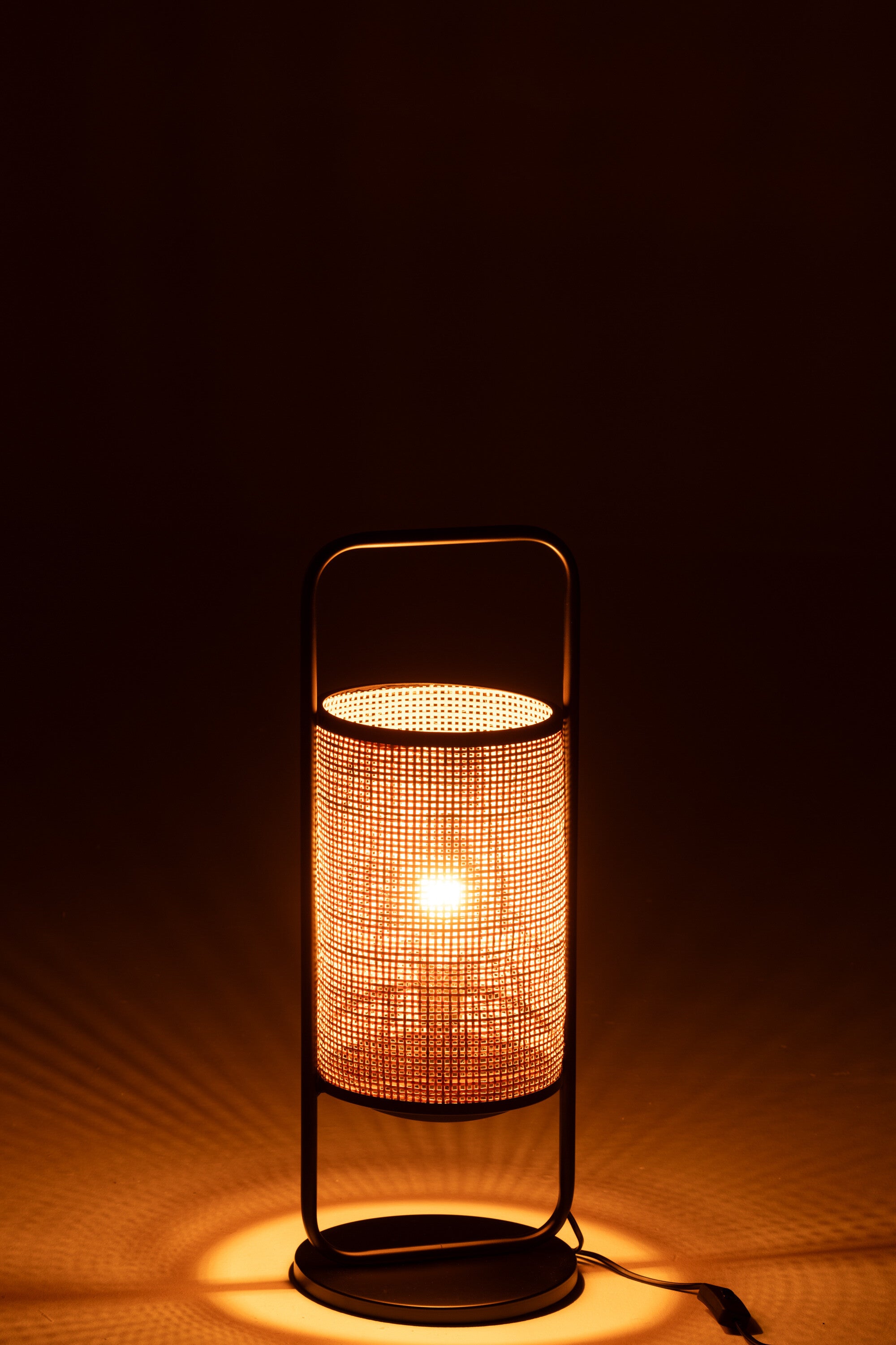 Lamp Op Voet Elton Metaal/Riet Zwart/Natuurlijk Klein