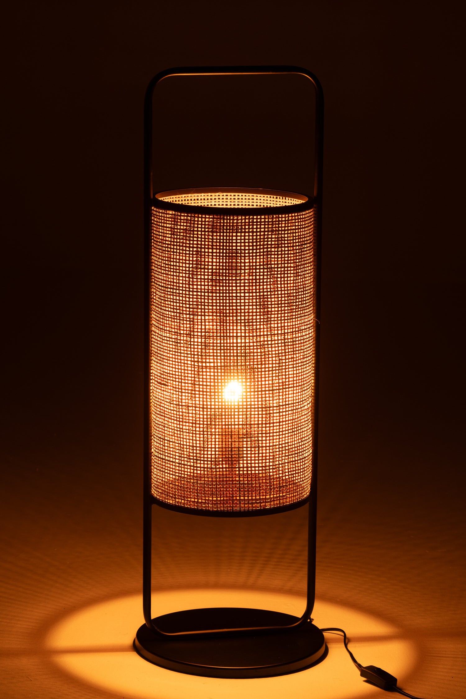 Lamp Op Voet Elton Metaal/Riet Zwart/Natuurlijk Groot