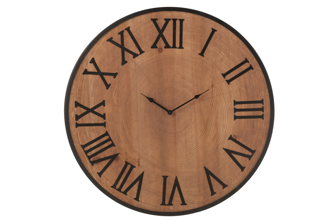 Wandklok Nue Mdf/IJzer Natuurlijk Groot